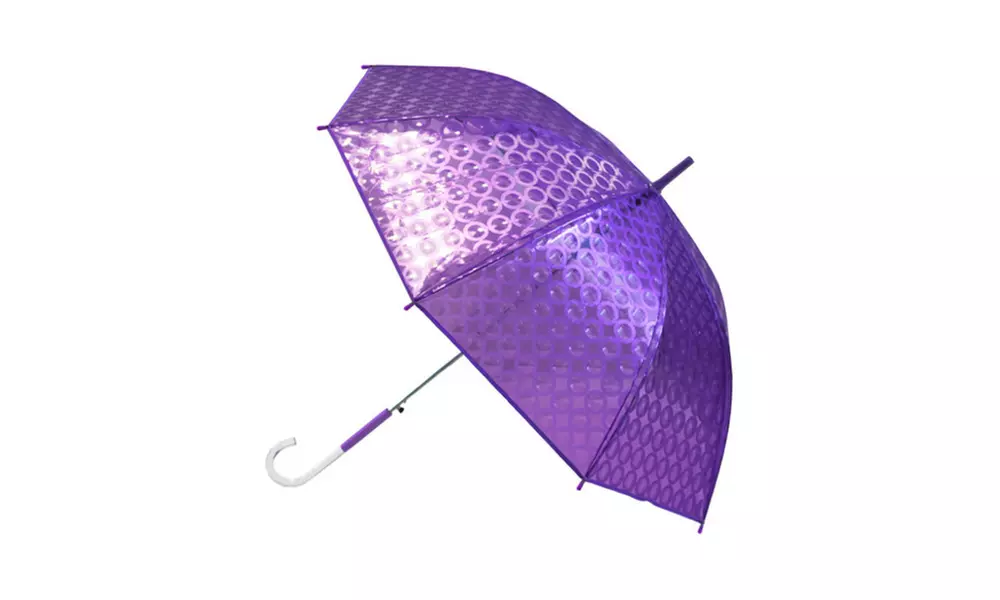 Misty Harbor Auto-Open Stick 46" Umbrella with Hook Handle (Purple Dot) - Primary Image