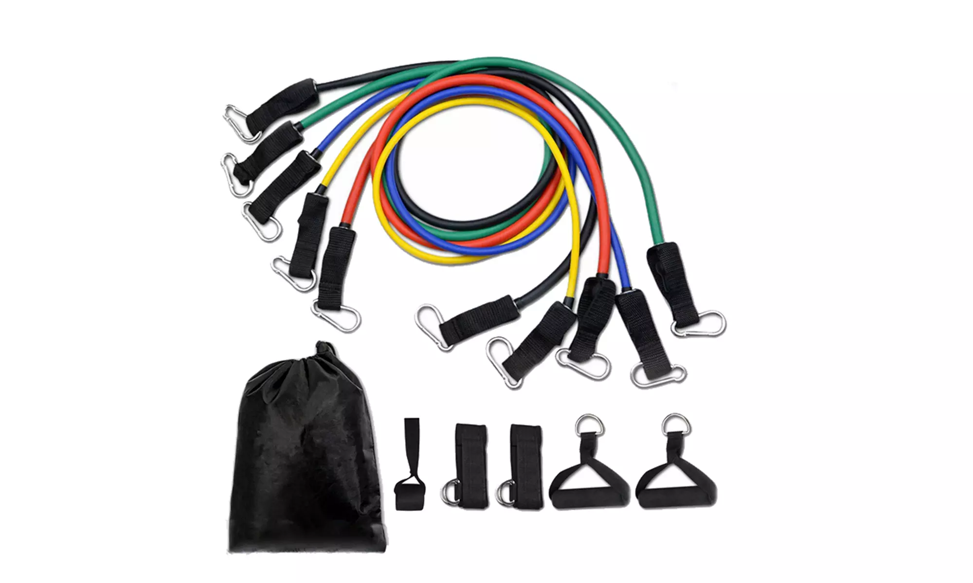 Zummy 11 PCS Resistance Band Set Yoga Pilates Abs Exercise Fitness Workout Bands - Second Medium