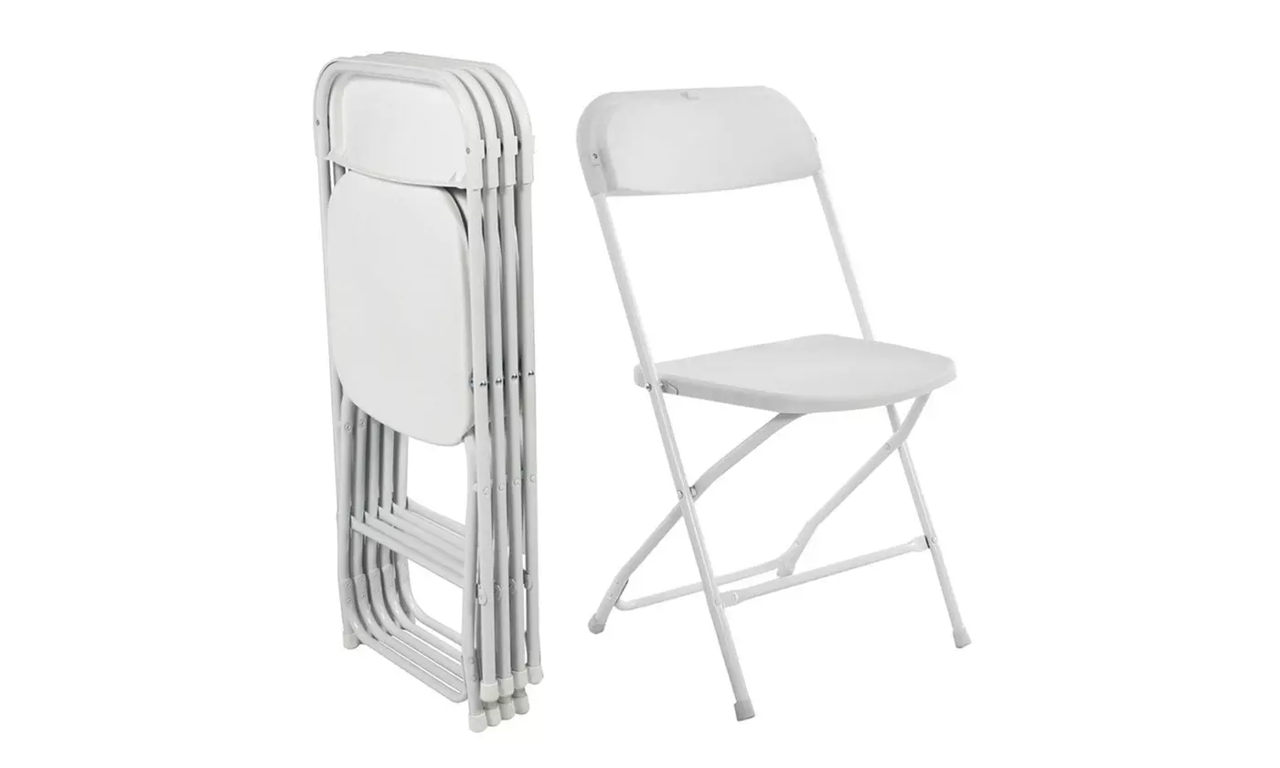 5-PACK Steel Commercial Stackable Wedding Party Folding Chair White - Primary Image