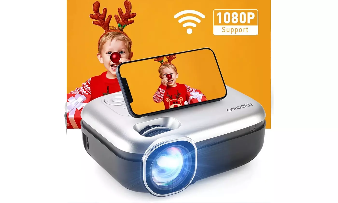 Home Theater Video Projector & WiFi 8000L with Carrying Bag Support 200" Full HD - Primary Image