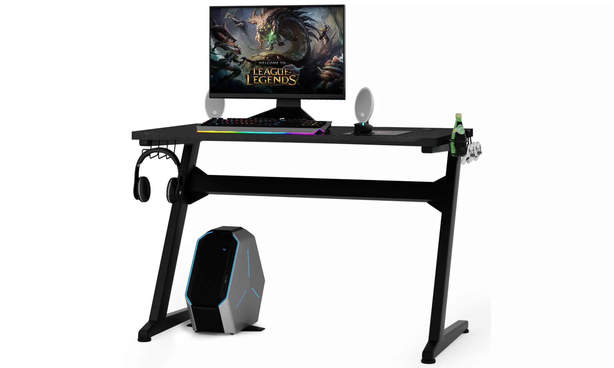 Gaming Desk Computer Studio Desk PC Table Z Shape Gamer Workstation w/Mousepad - Primary Image