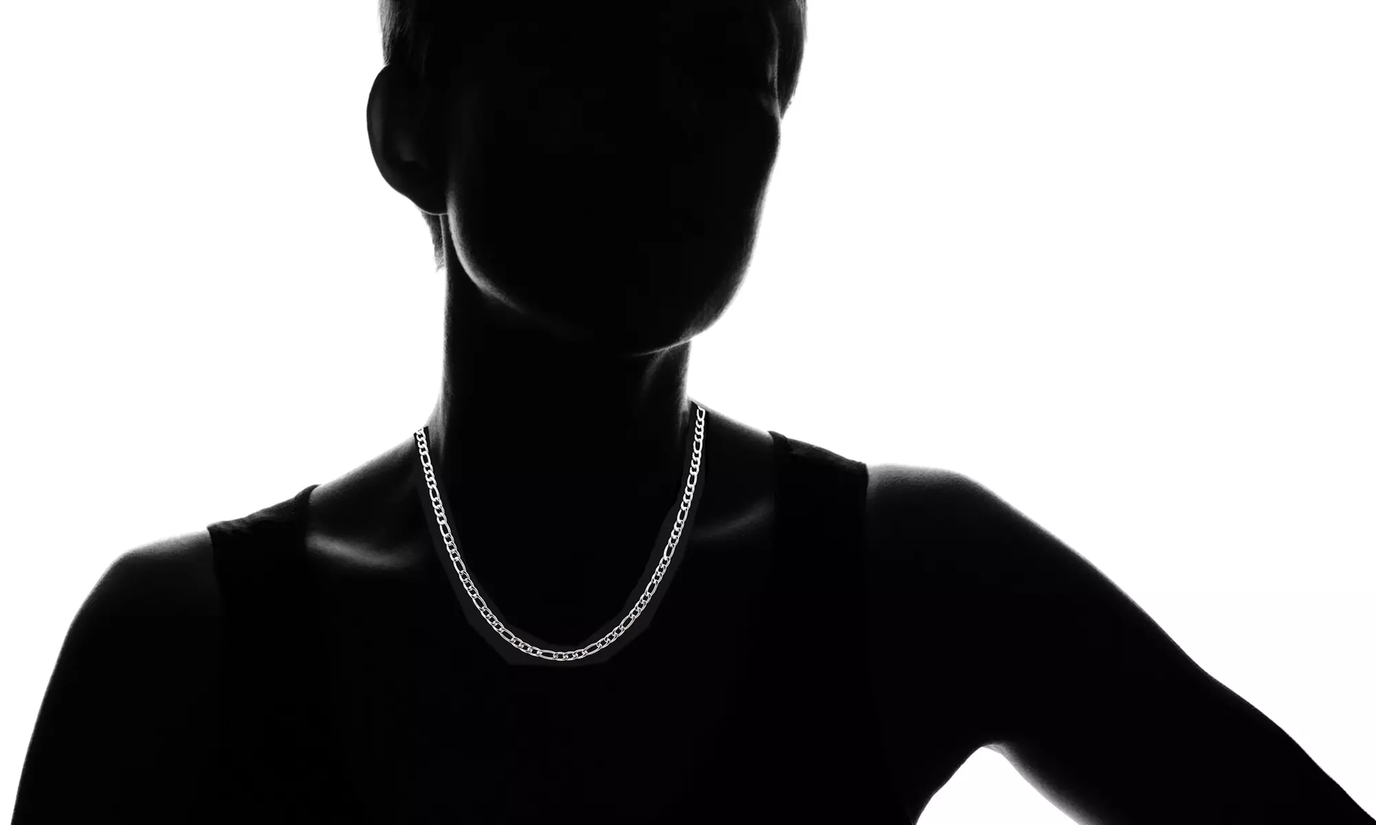 Italian Made Sterling Silver Adjustable 24" Figaro Chain - Second Medium