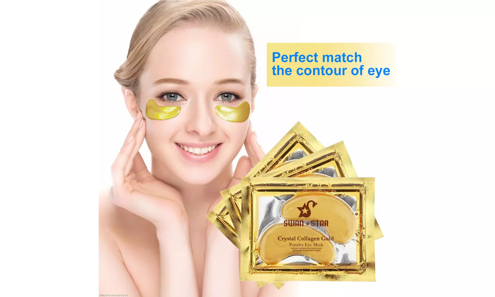 20Pairs EZGO 24k Gold Gel Under Eye Mask Collagen Pads Dark Circles Anti-Aging - Second Medium
