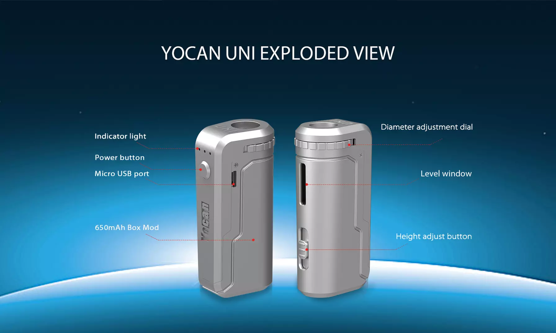 Yocan UNI Universal Vaporizer Portable Mod Box 510 Thread Vape 