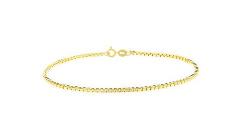 Solid 14k Yellow Gold Box Anklet