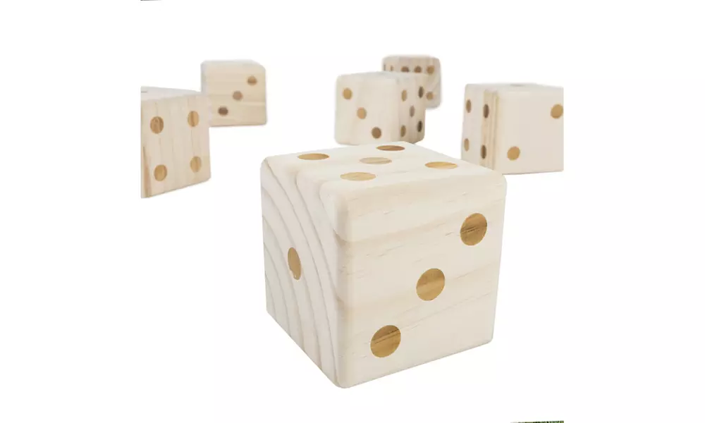 Giant Wooden Yard Dice Outdoor Lawn Game, 6 Playing Dice with Case by Hey! Play! - Primary Image