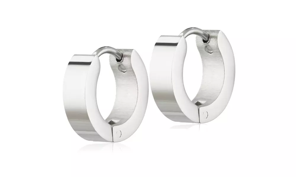 Stainless Steel Polished Hoop Earrings
