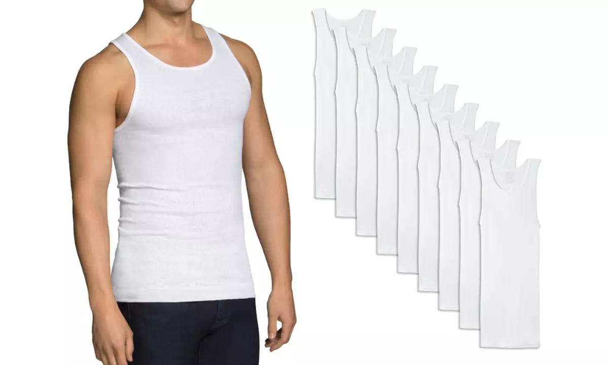 12 Pack Fruit of the Loom Men's White A-shirts tank tops