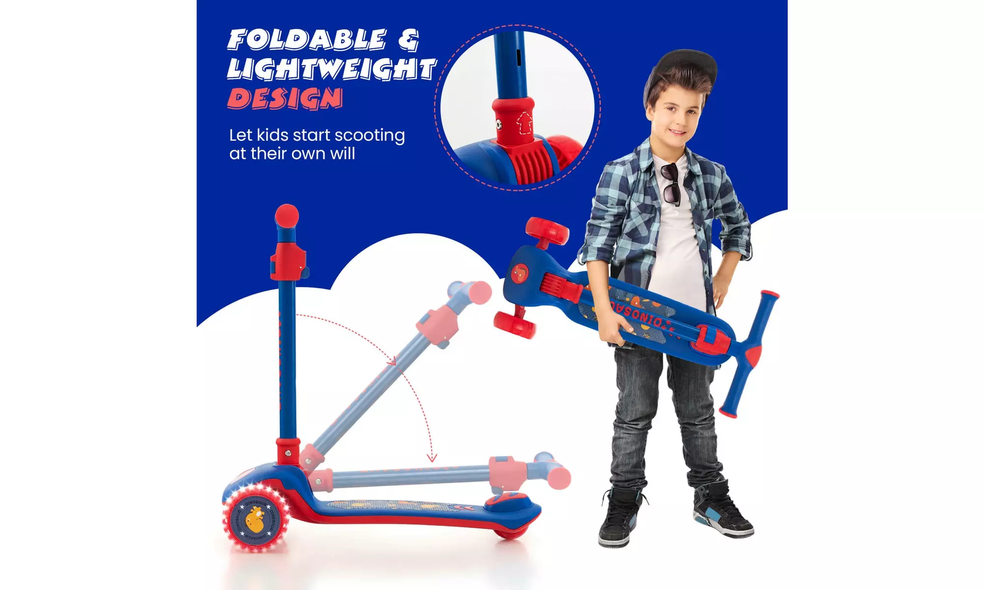 Costway 3-Wheel Kids Scooter Toddler Folding Balancing Kick Scooter