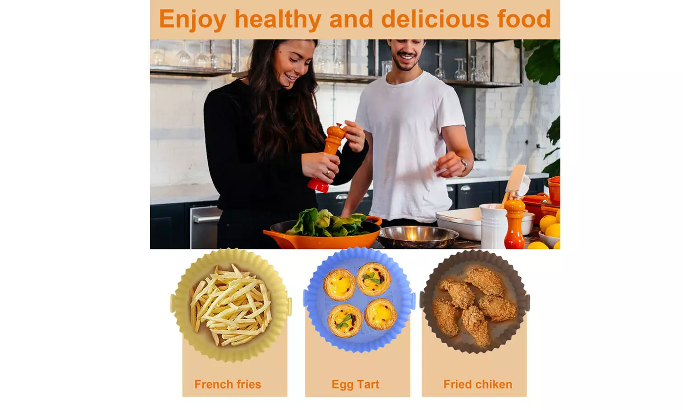 Silicone Air Fryer Tray Basket Non-Stick Safe Oven Baking Tray Reusable Kitchen