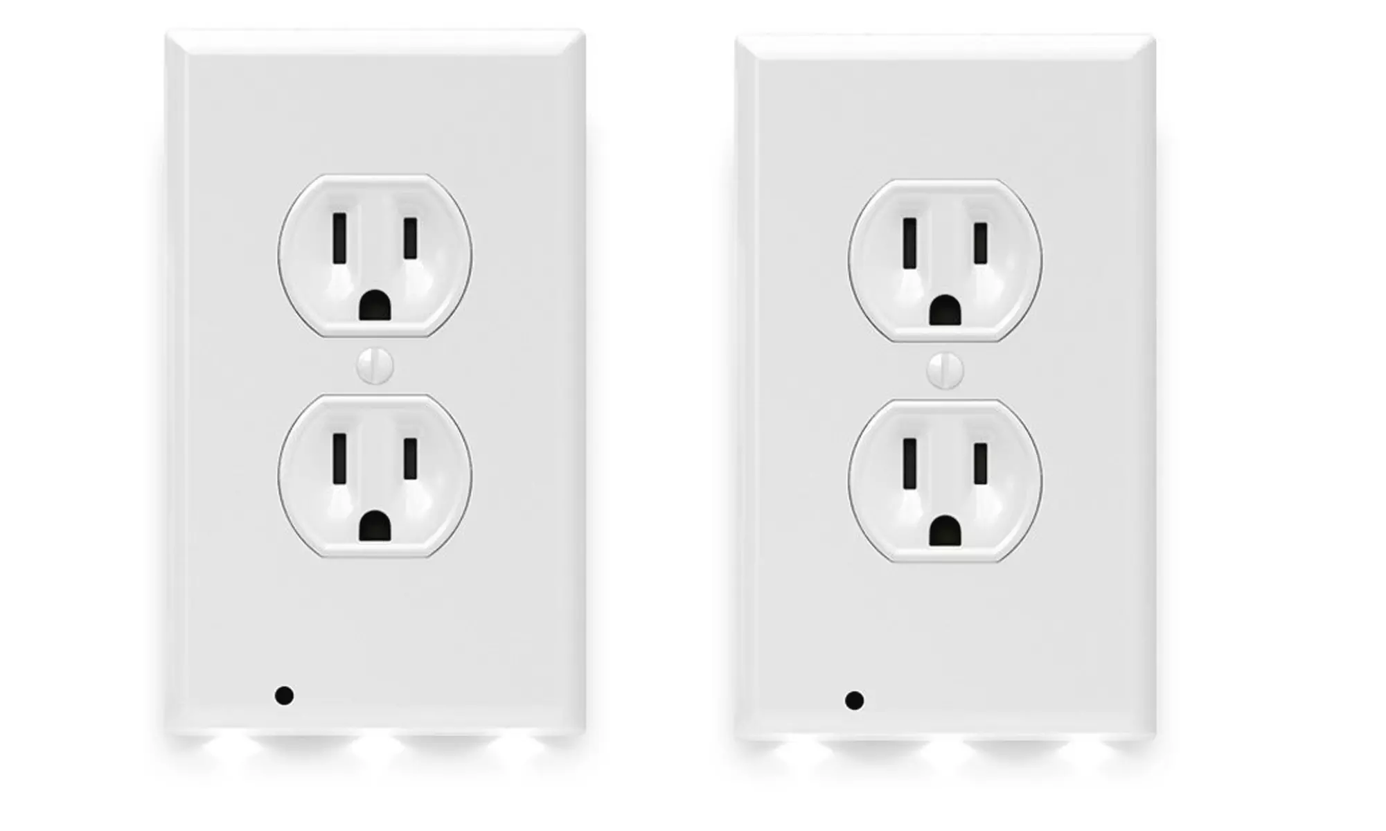 2 Wall Outlet LED Night Light Easy Snap On Outlet Cover Plate No Wires - Primary Image