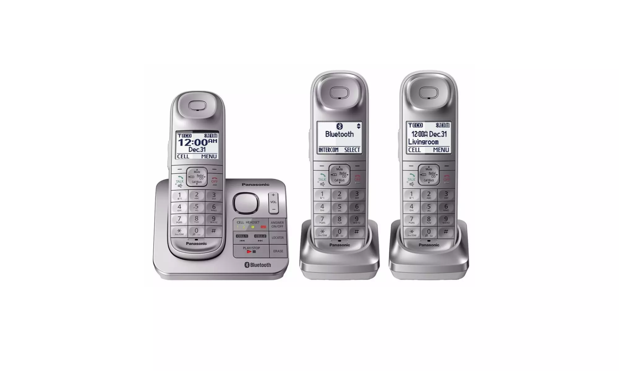 Panasonic Expandable Digital Cordless Phone (Silver) with 5 Handsets Bundle - Primary Image