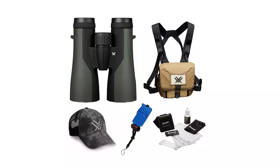 Vortex Crossfire 12x50 Binoculars with Glasspak Harness and Accessory Bundle - Primary Image