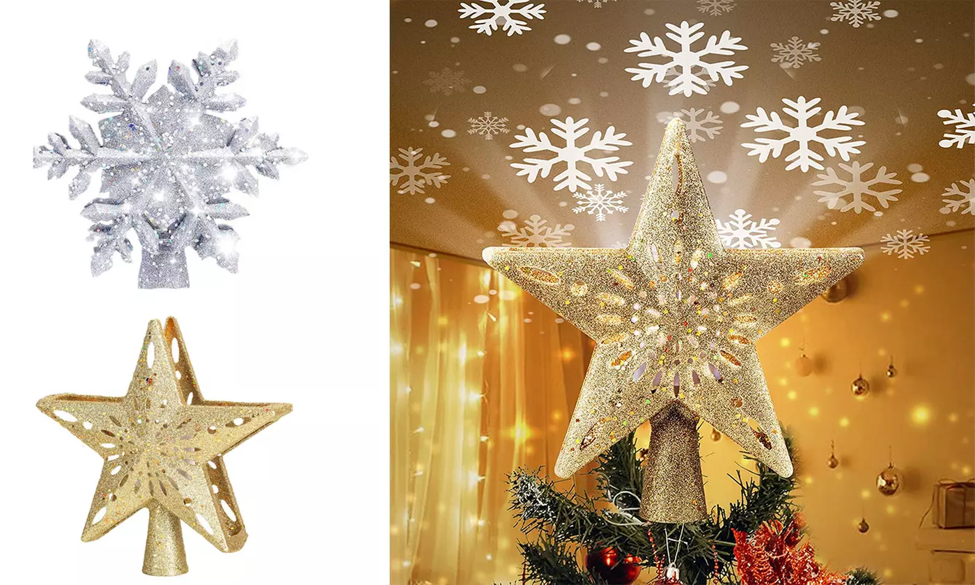 Christmas Tree Topper Lights 3D Glitter Projector for Christmas Decor - Primary Image