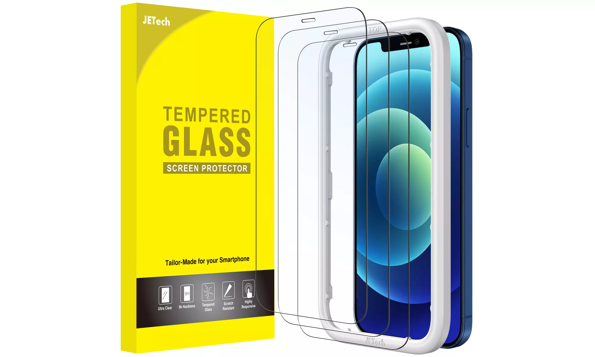 Tempered Glass Screen Protector for iPhone 12/13, Pro, Pro Max, Full Coverage
