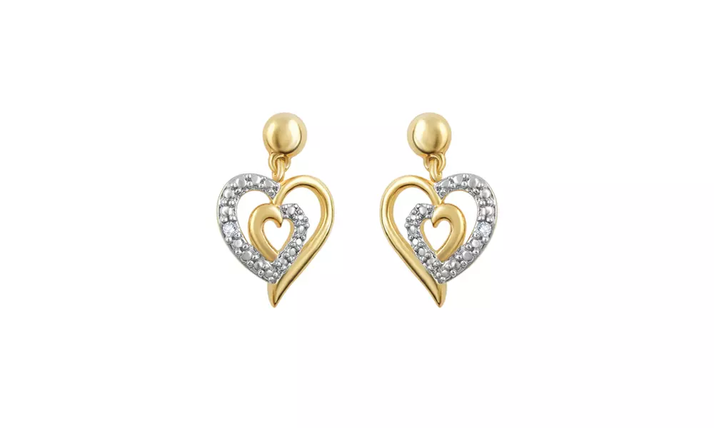 18K Yellow Gold Plated Diamond Accent Dangling Earring by Brilliant Diamond - Primary Image