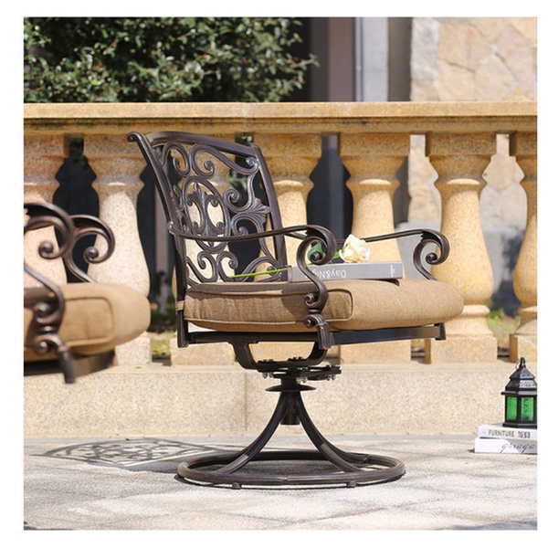 Domi Outdoor Living Cast Aluminum Swivel Rocker Chairs With Cushions 2 Pcs Set