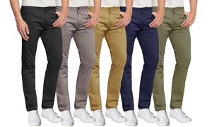 Men's Slim Fitting Cotton Stretch 5-Pocket Chino Pants (Sizes, 30-42)