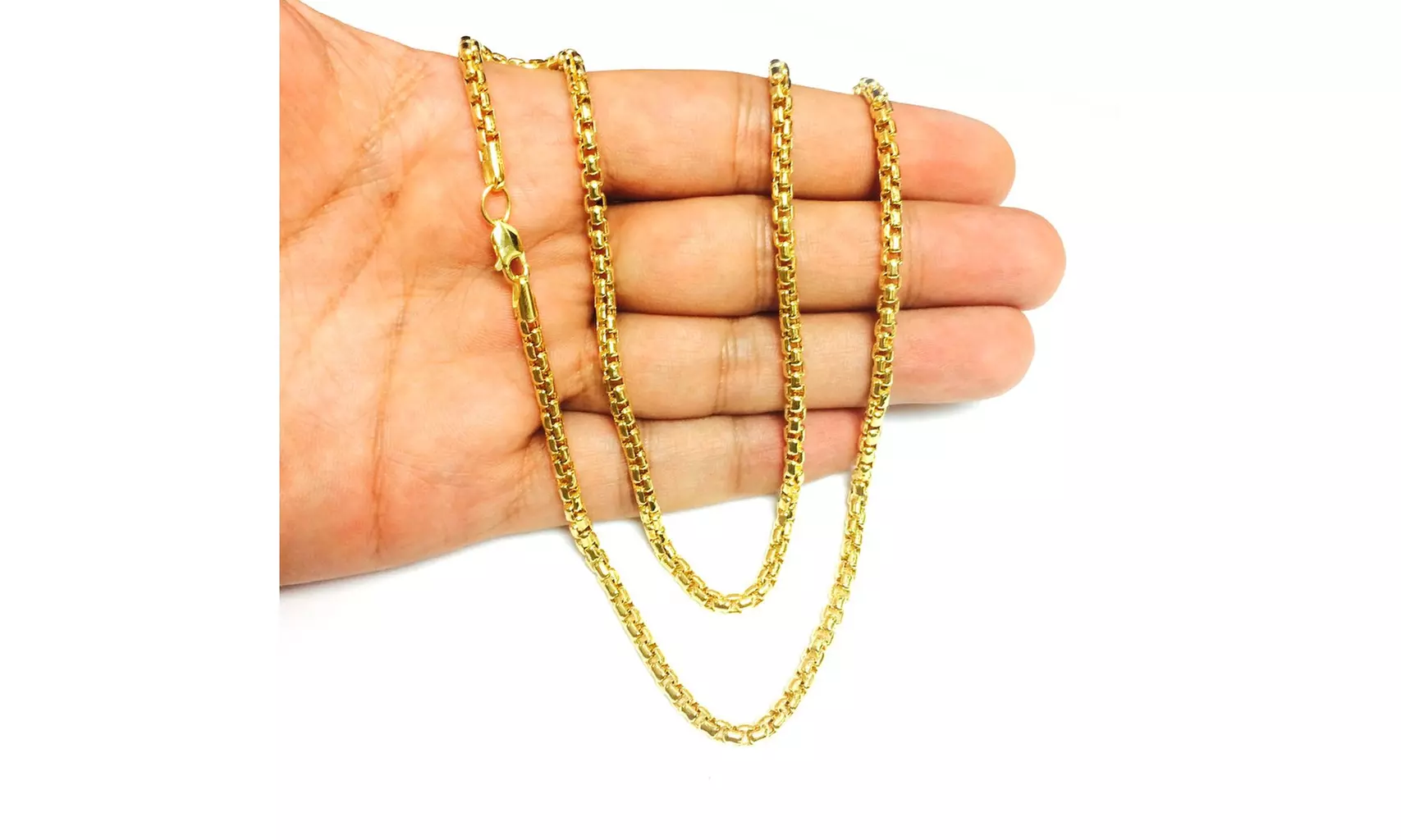 14kt Gold 18" Yellow Finish 3.4mm Shiny Round Round Box Chain with Lobster Clasp - Second Medium