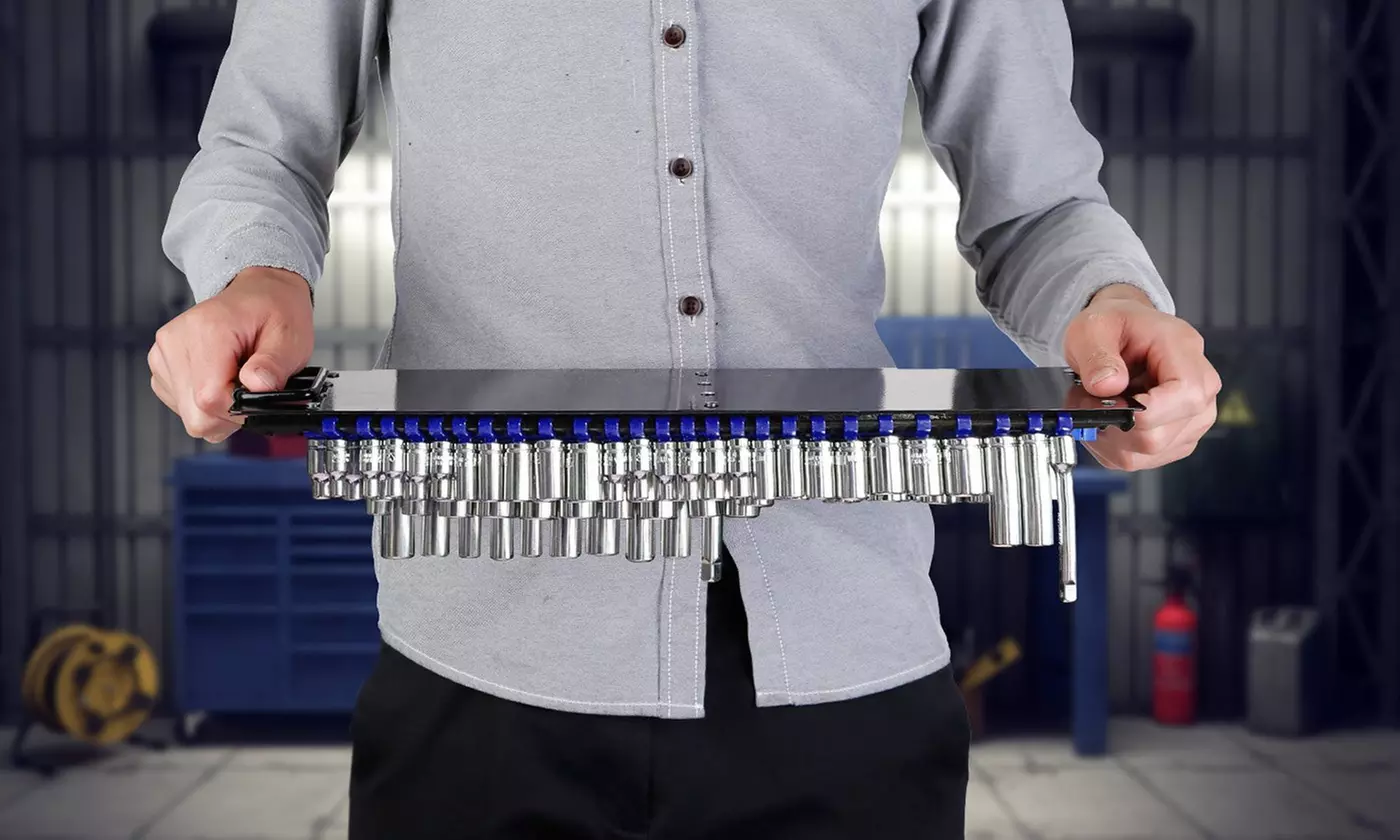 iMounTEK 80-piece Socket Organizer Tray, Socket Rail Rack, (1/4, 3/8, 1/2 inch) - Primary Image