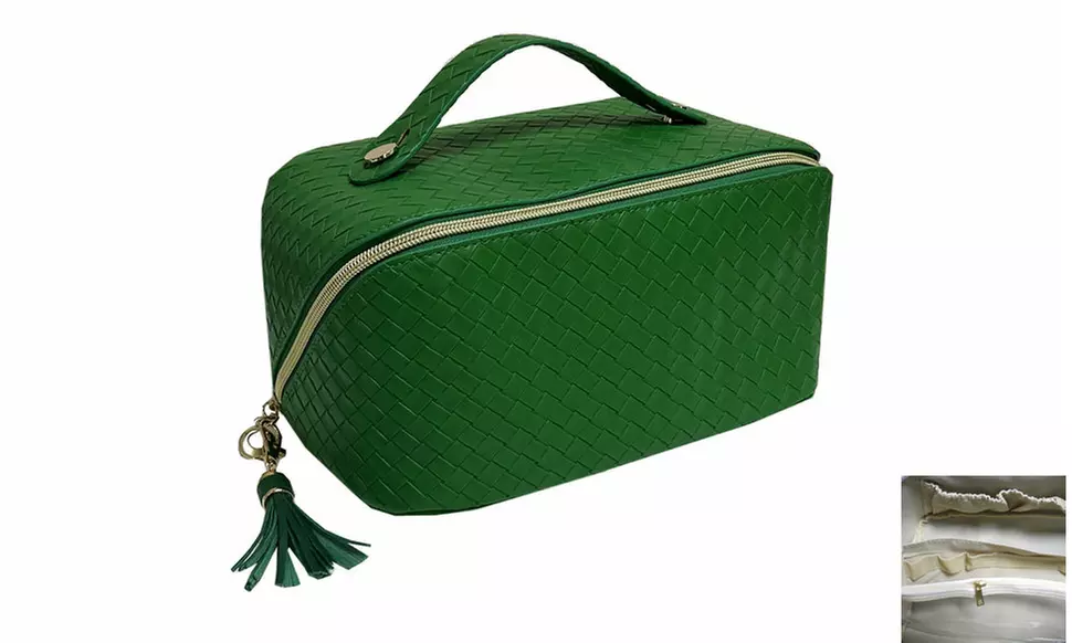 Large Capacity Lay Flat Makeup Bag Travel Cosmetic Bag Multifunctional Storage