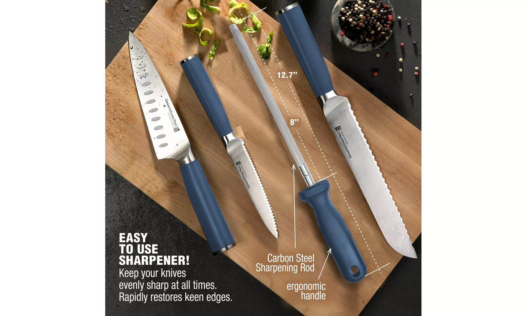 GraniteStone Nutriblade Pro 14-Piece Stainless Steel Premium Knife Block Set