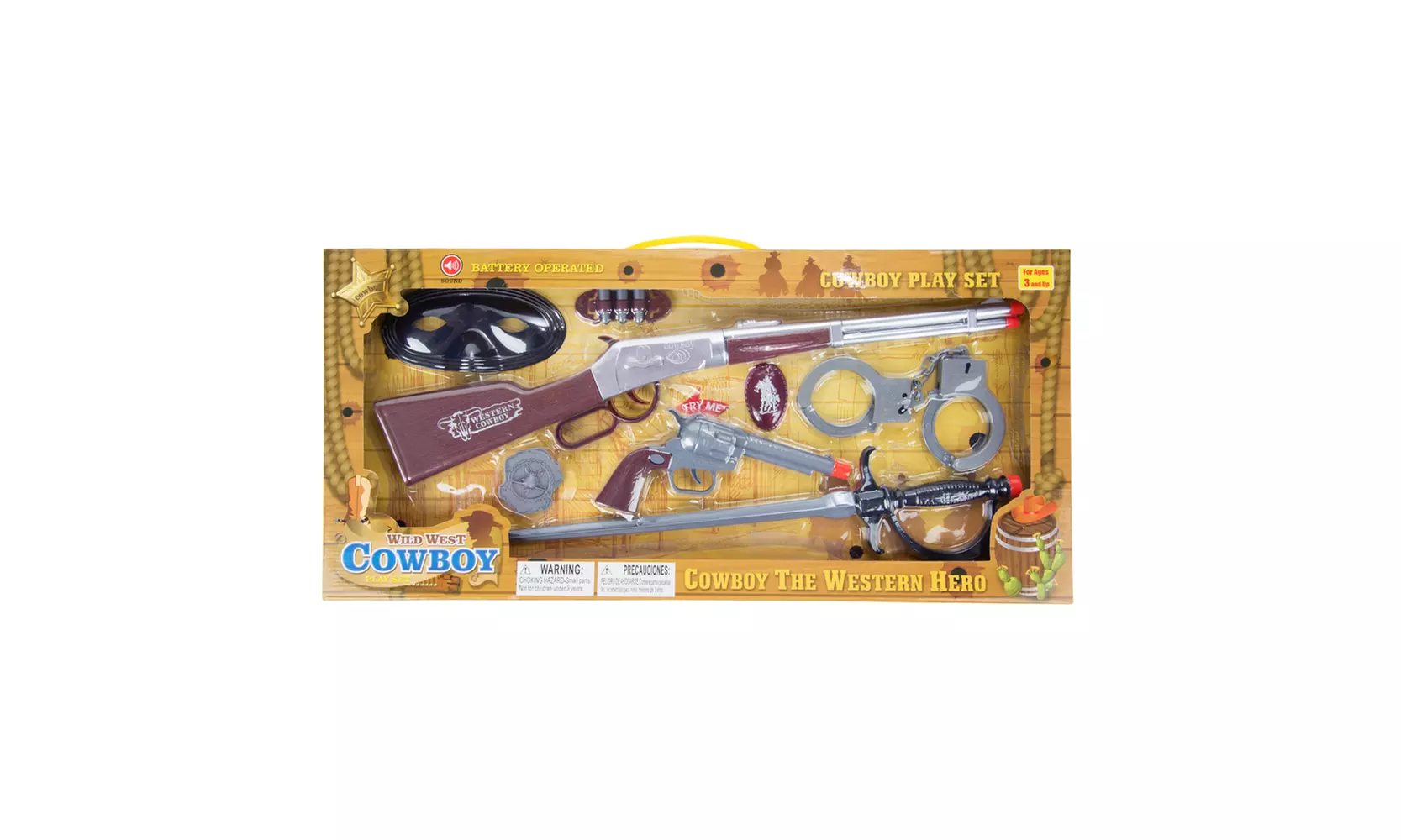 Toy Gun Cowboy Wild West Police Role Play Set Rifle, Pistol, Handcuff, Sword - Primary Image