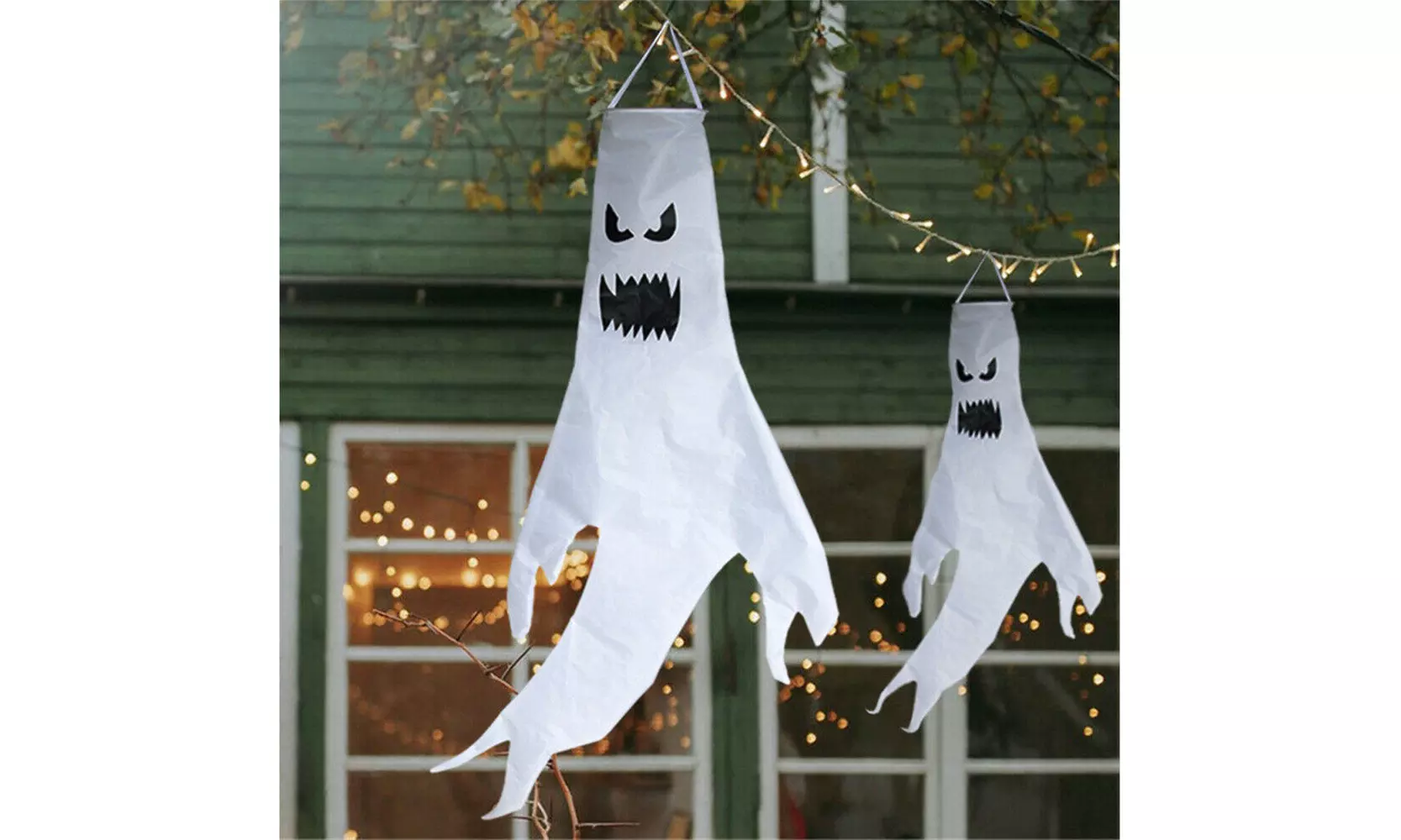 Halloween Hanging Ghost Windsock Outdoor Holiday Party Decoration w/ Led Lights