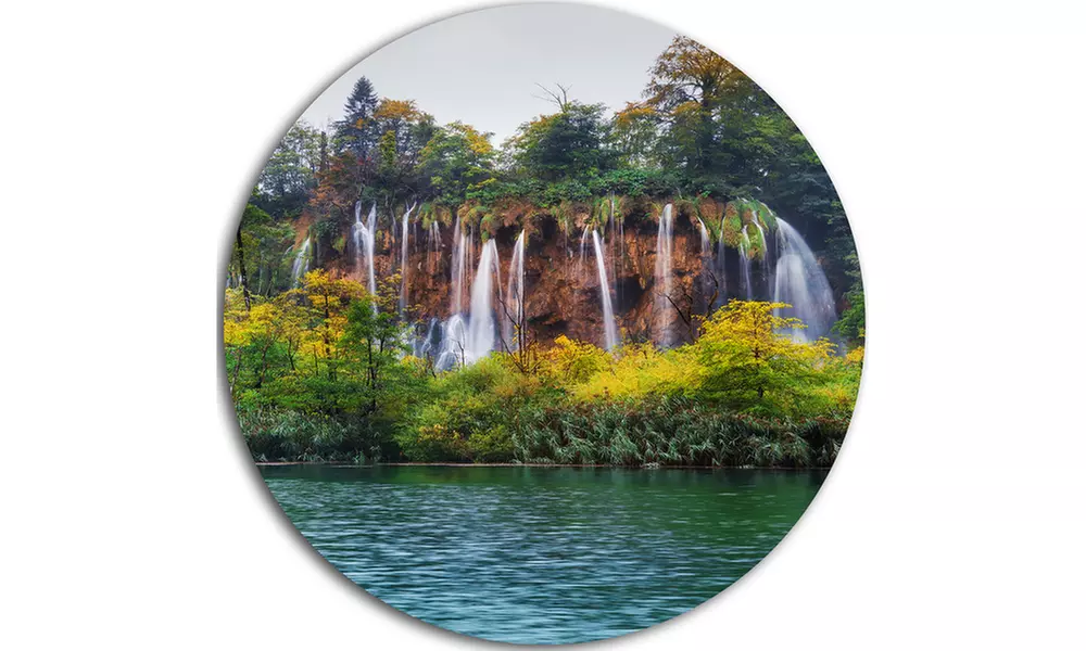 Plitvice Lakes Croatia' Landscape Photo Circle Metal Wall Art - Second Medium