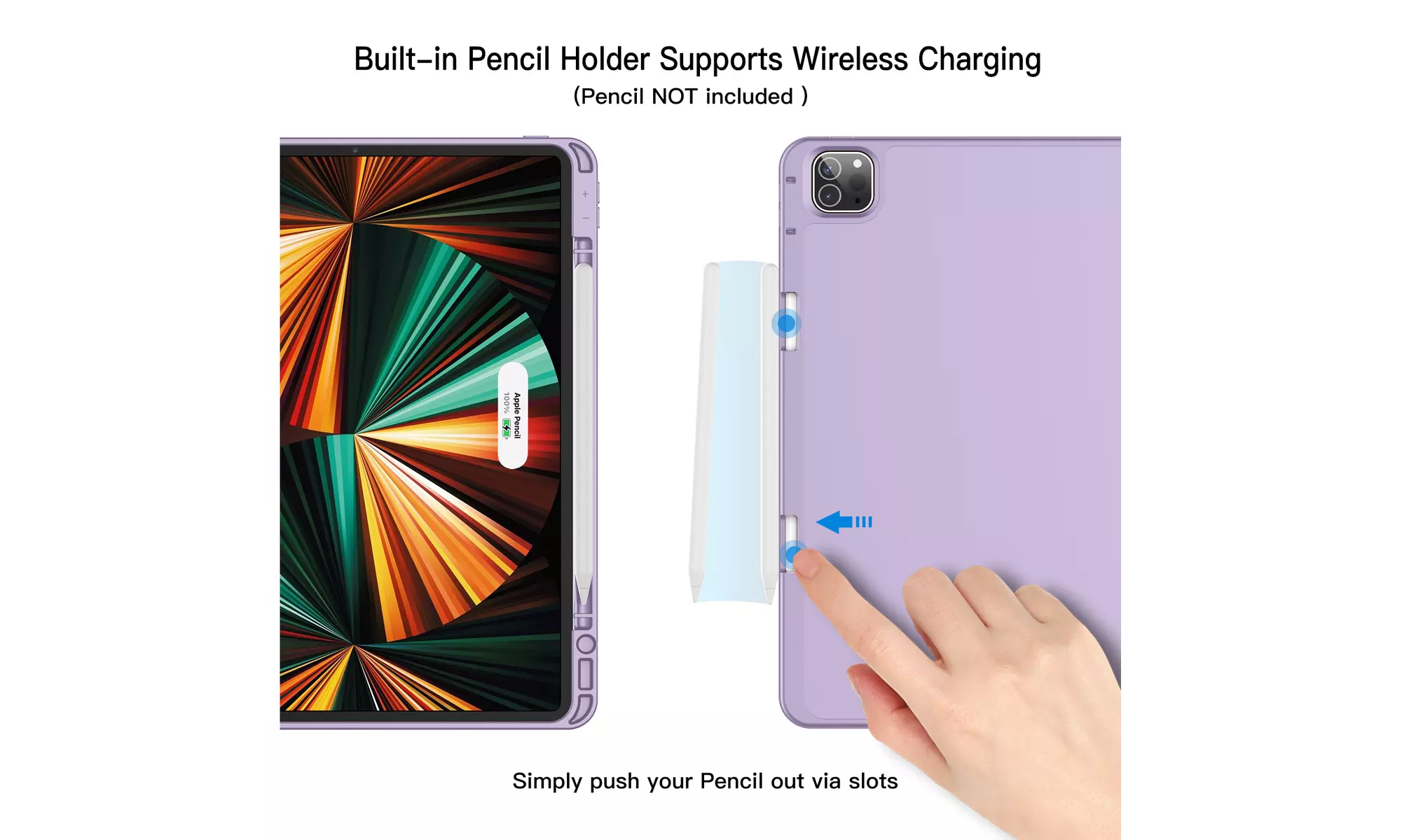 iPad Pro 12.9'' (2022/2021) Case with Pencil Holder, Support 2nd Pencil Charging