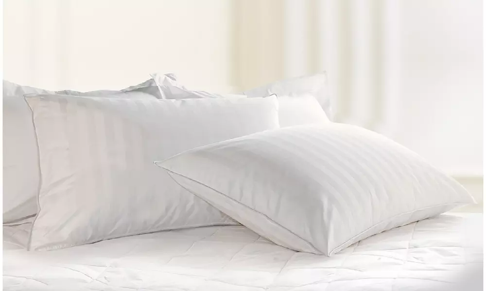 Supreme 350 Thread-Count Cotton Damask White Down Pillow - Primary Image