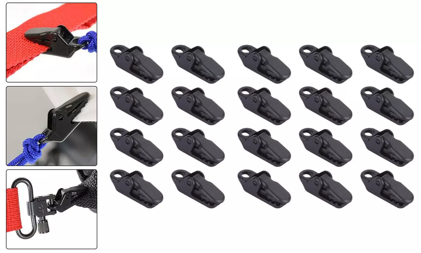 10/20Pcs Awning Tarp Clamp Set Tent Clips Hangers Survival Emergency Grommet - Primary Image