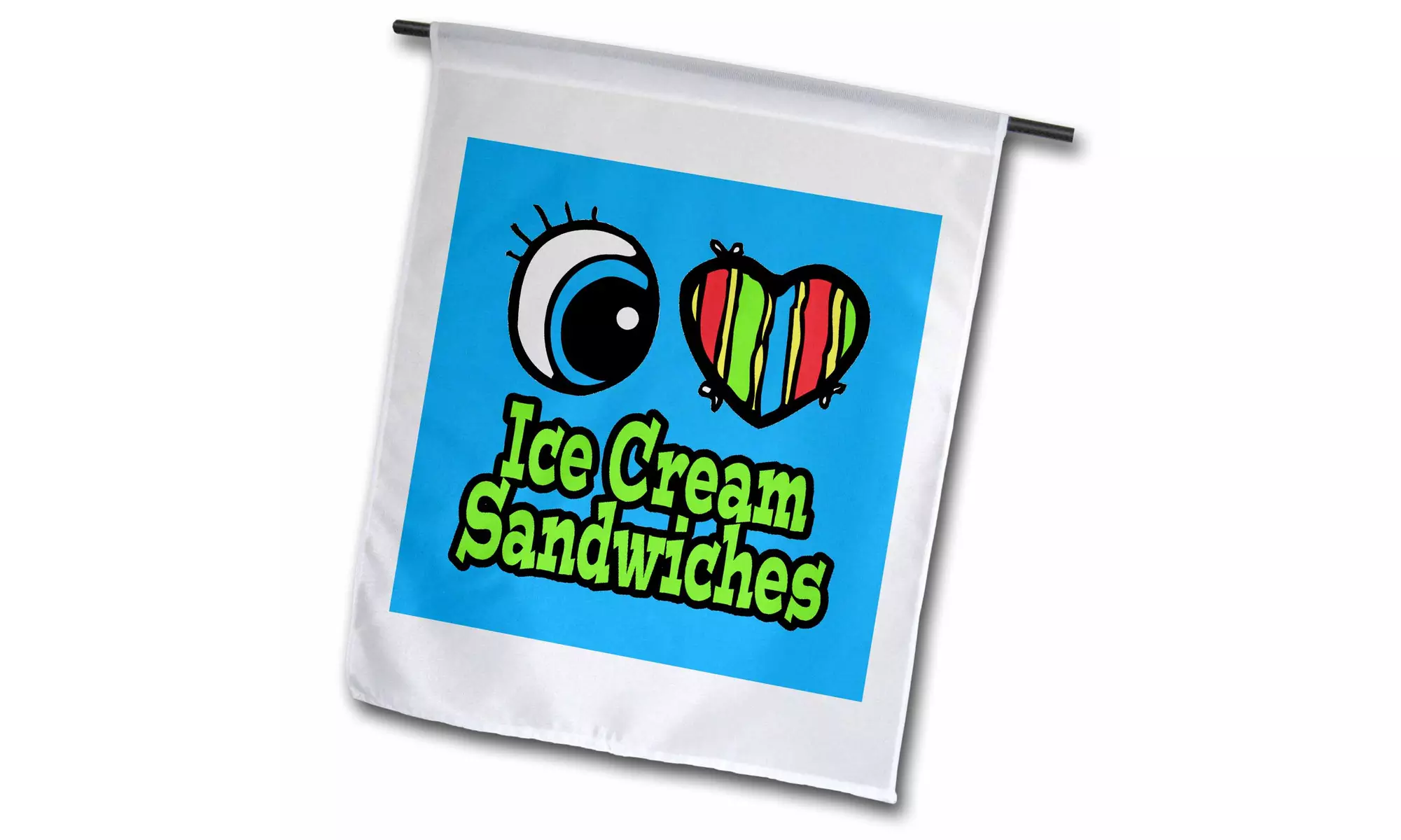  Garden Flag Bright Eye Heart I Love Ice Cream Sandwiches - 12 by 18-inches  - Primary Image
