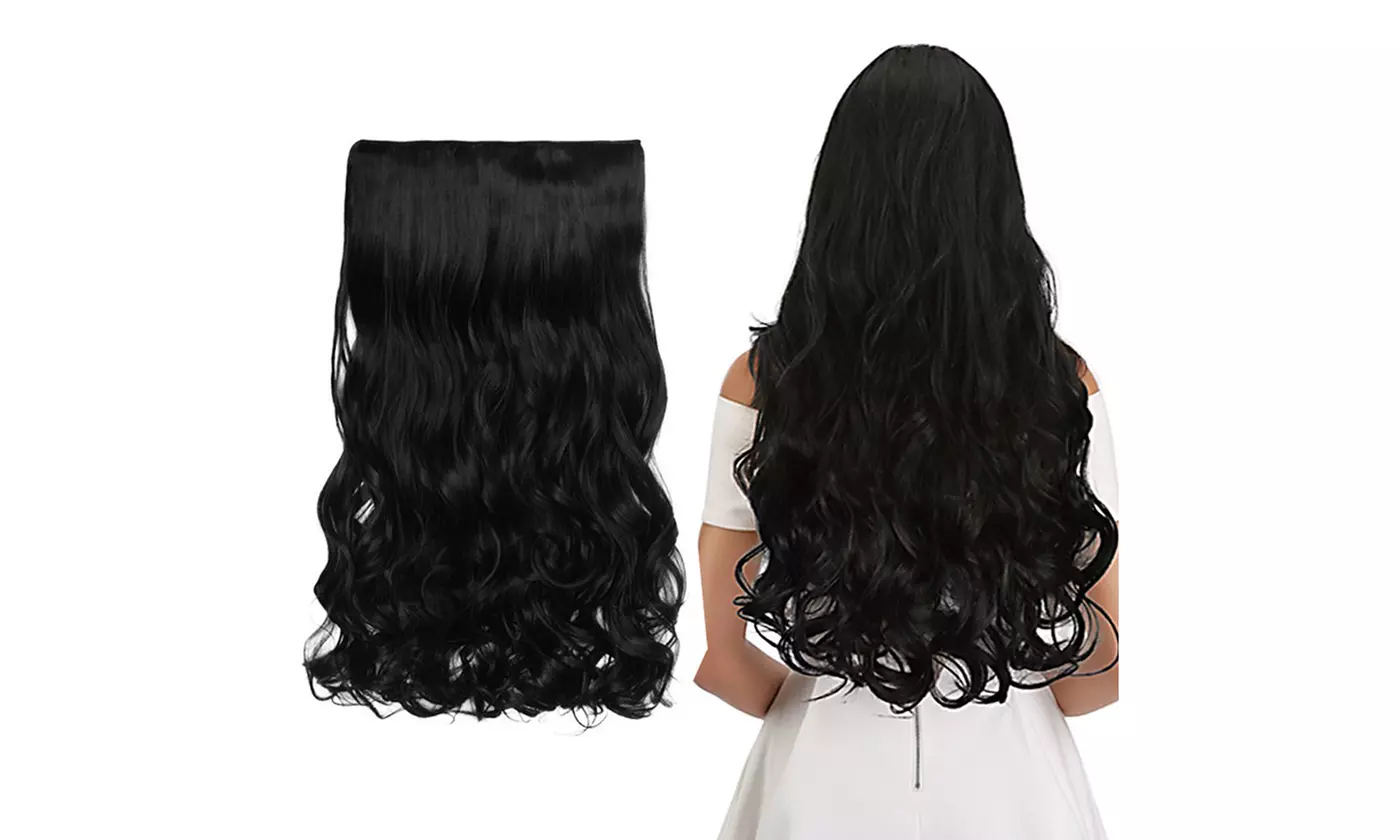 24 inch Long Curly Wavy Wigs 5 Clips In Hair Full Head Extension