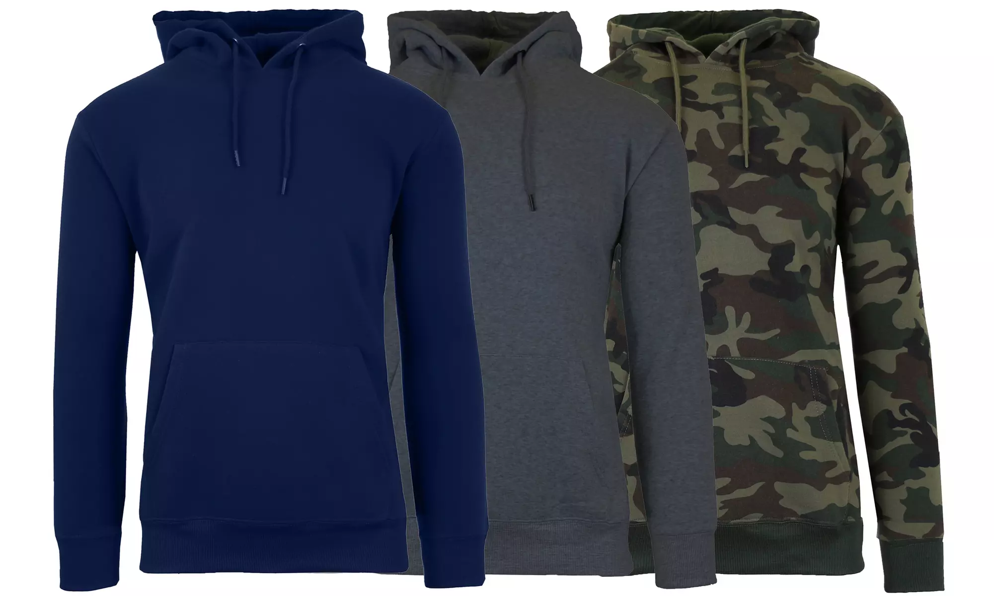 3-Pack Men's Classic Fleece Pullover Hoodie (Sizes, S-2XL)
