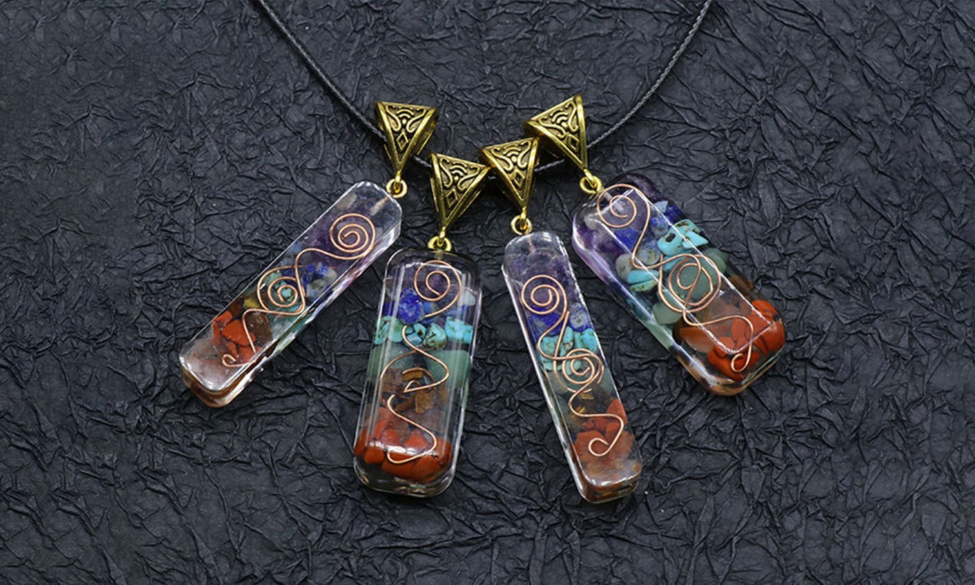 ItBelongs2U 7 Chakra Orgone Energy Healing Pendants Necklace Gift Set