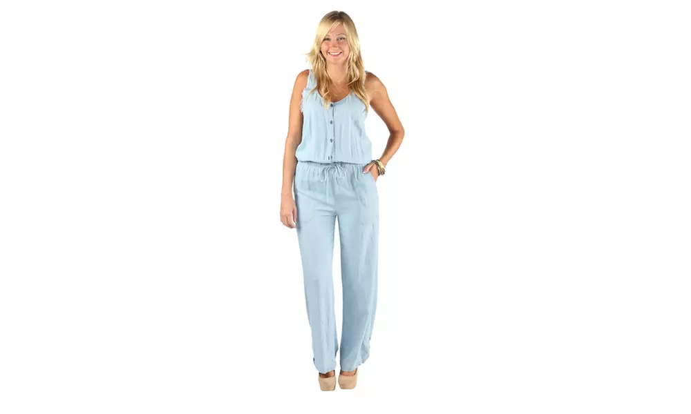 Xehar Women's Sleeveless V-Neck Denim Jumpsuit - Primary Image