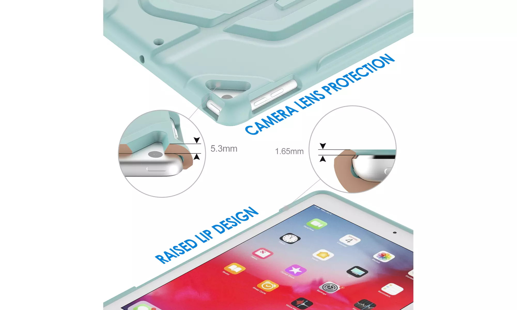 Case for iPad 2018/2017 (6th/5th Gen), Double-fold Stand, Shockproof Back Cover
