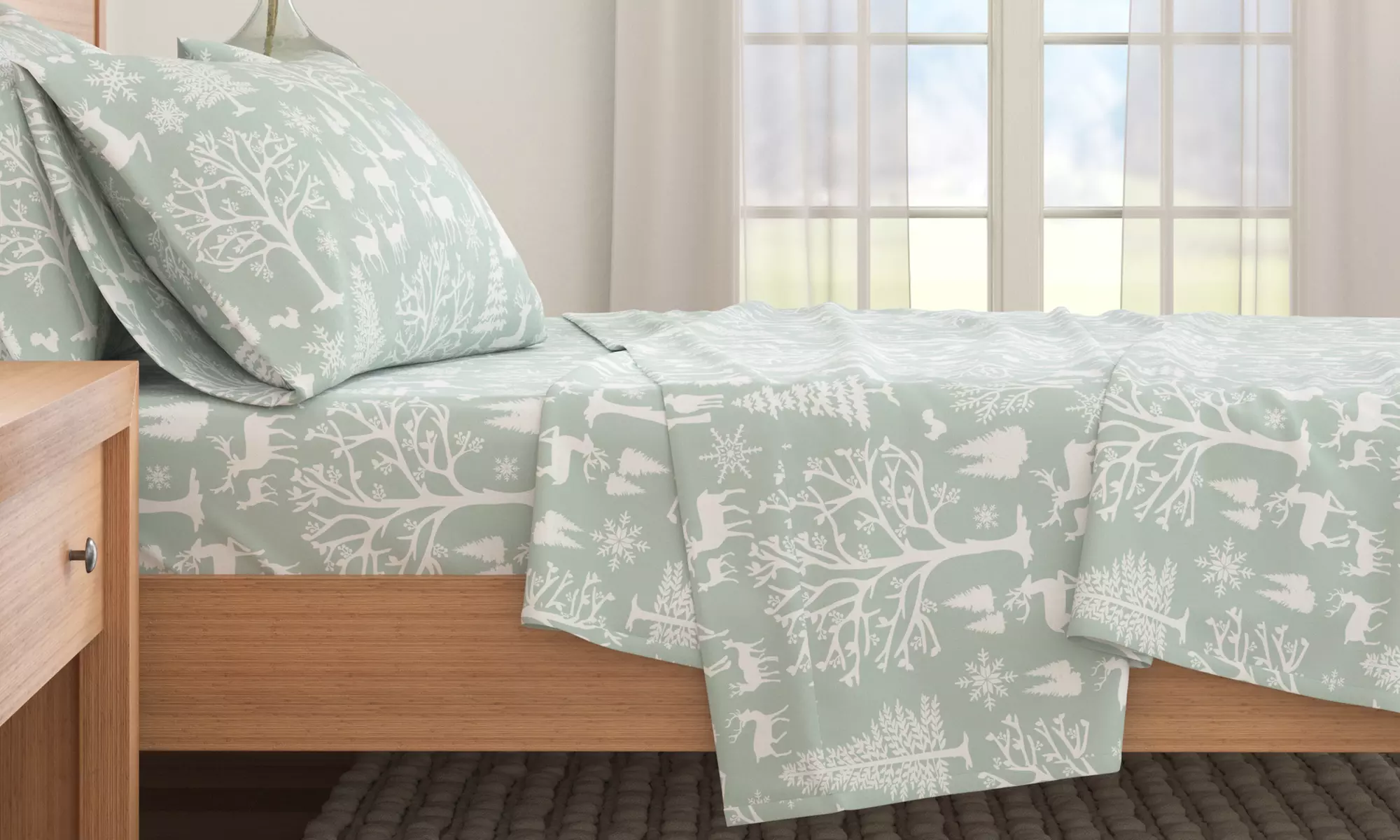 Nature Print Turkish Cotton Flannel Sheet Set