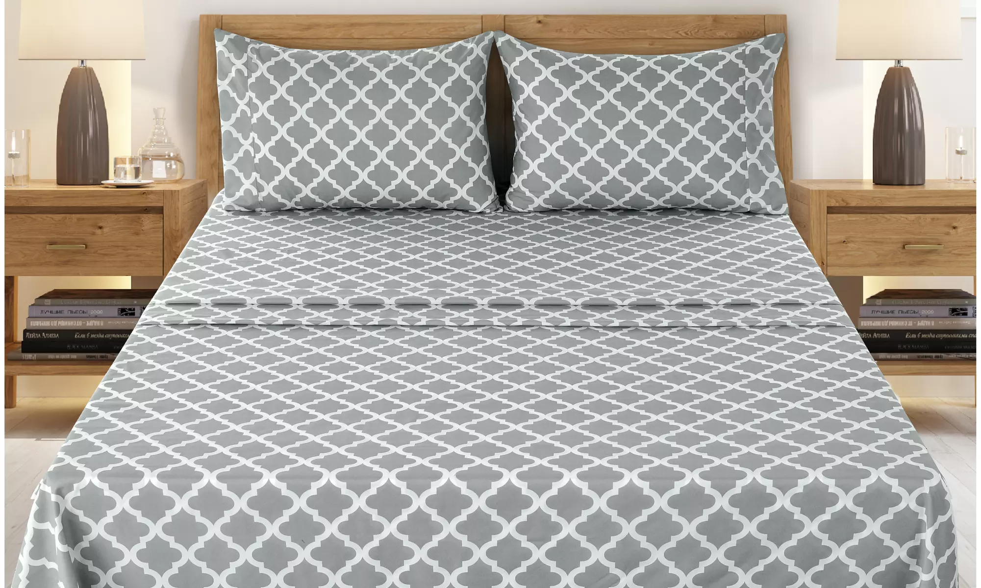 Quatrefoil 1800 Egyptian Quality Hypoallergenic Microfiber Sheet Set - Lux Decor