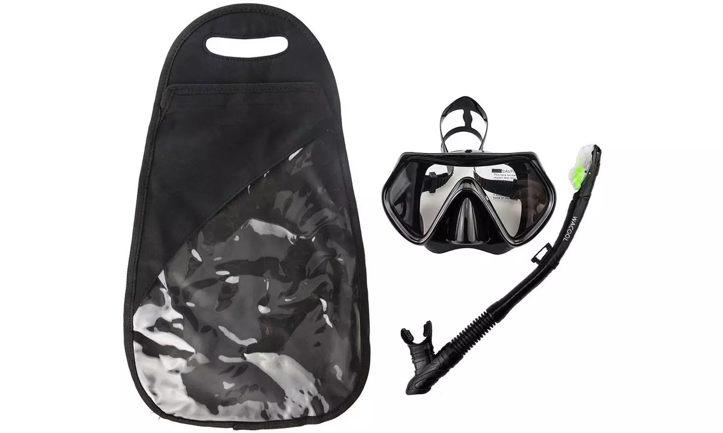 WACOOL Snorkeling Package Set for Adults, Anti-Fog Coated Glass Diving Mask - Second Medium