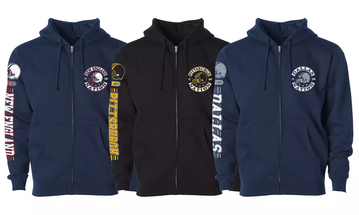 Men's Football Stripes Zip Up Hoodie (S-2XL) - Primary Image