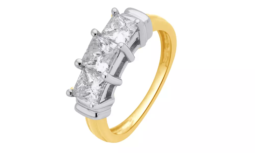 2.00 Cttw 3-Stone Princess Diamond Ring in 14K Gold (H-I, I2-I3) - Primary Image