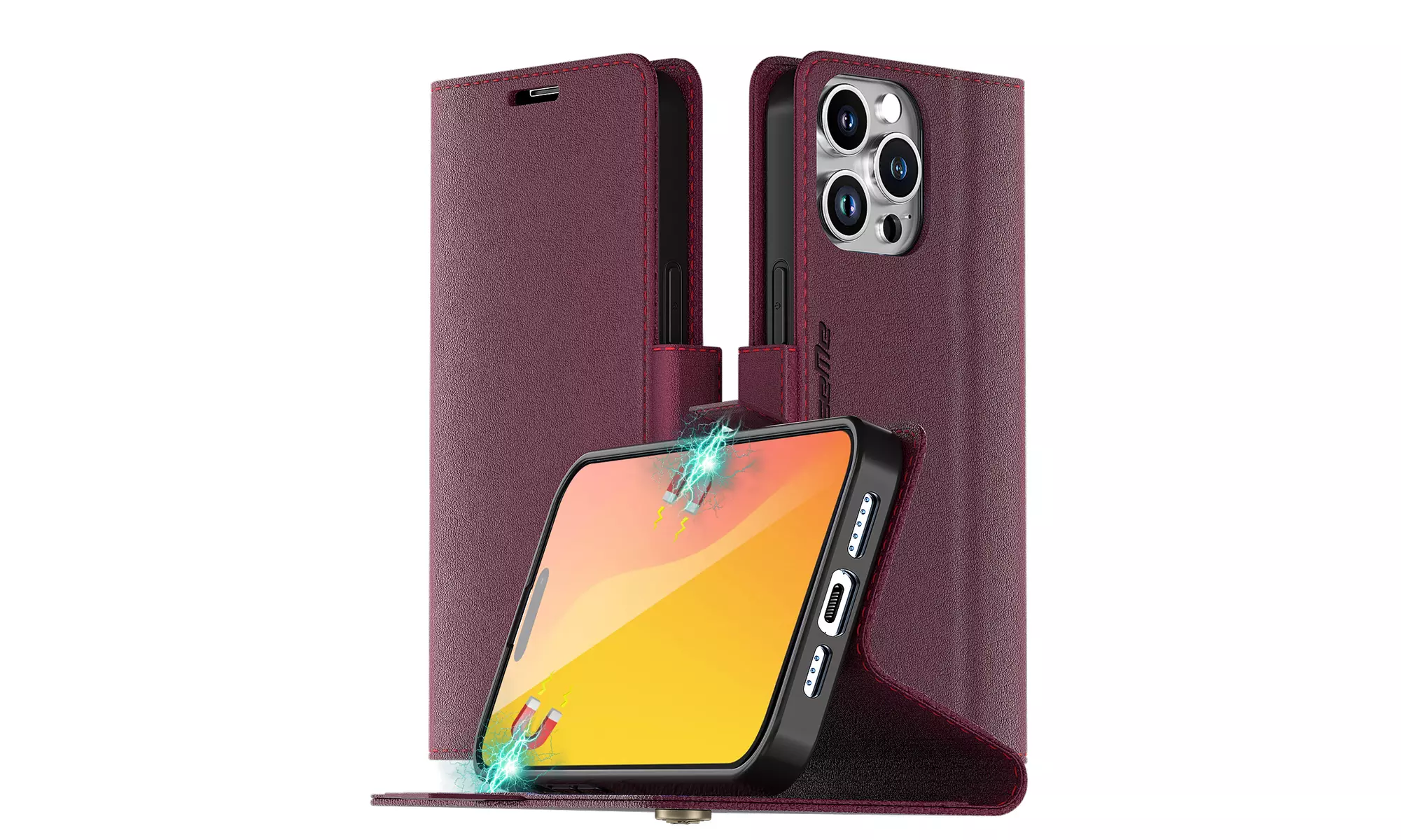 For iPhone 15 Pro Max 6.7 inch 2023 Case Leather Wallet  Flip Shockproof Cover