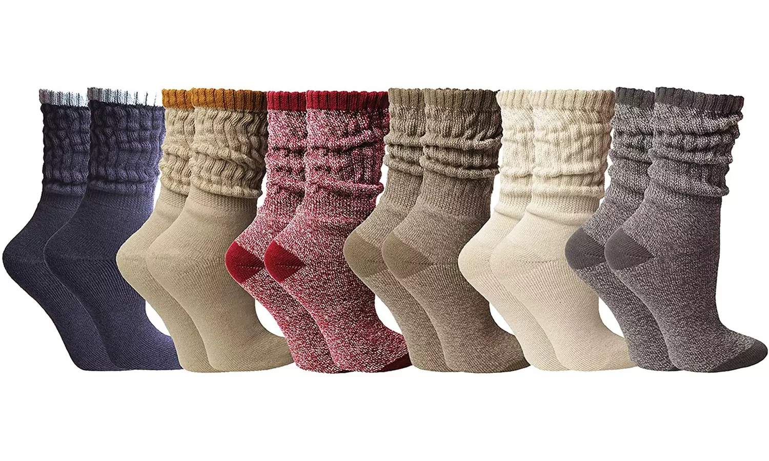 6 Pairs of Womens Slouch Socks, Scrunchie Boot Sock Colorful