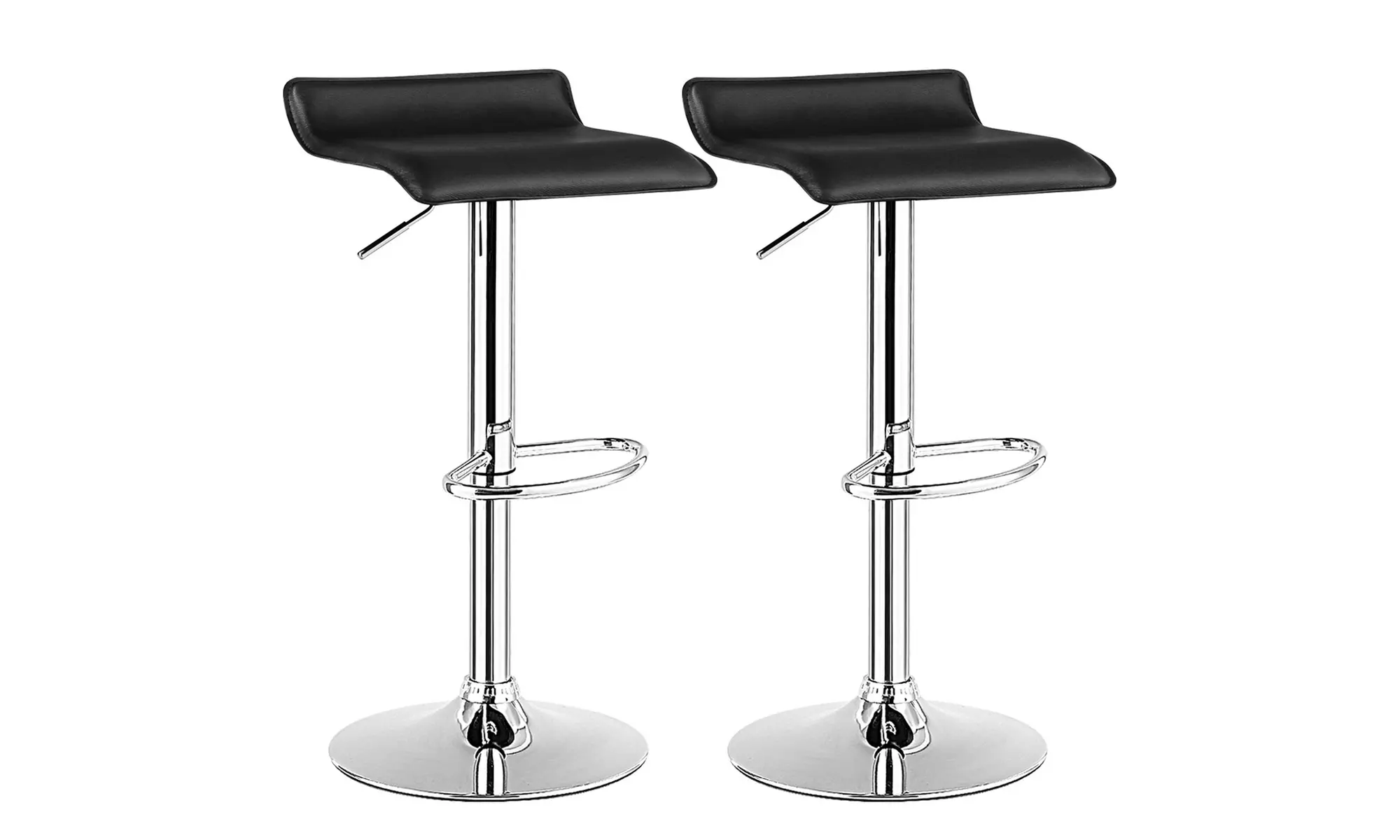Costway Set Of 2 Swivel Bar Stools Adjustable PU Leather Backless Dining Chair  - Primary Image