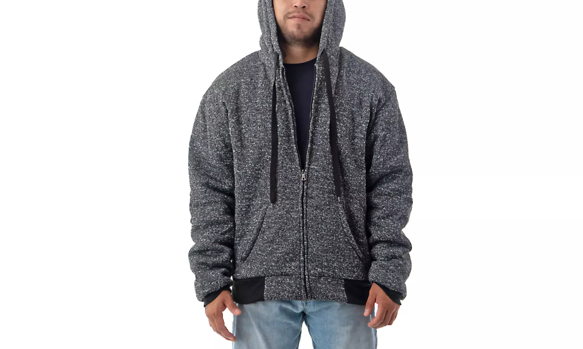 Men's Sherpa Lined Fleece Hoodie - Full Zip Sweatshirts Workwear Coats (M-3XL)