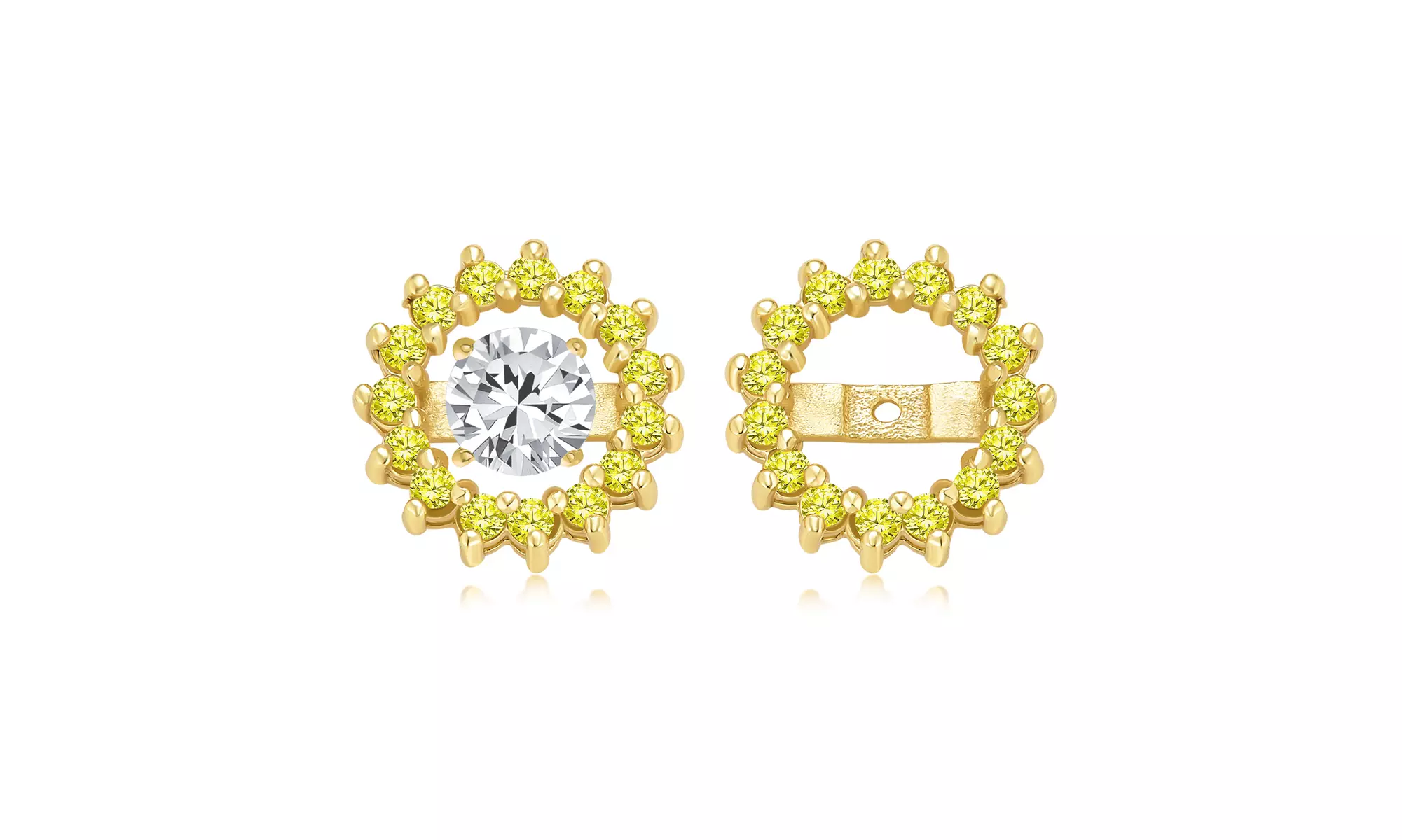 Cubic Zirconia CZ Round Halo Earrings Jackets For Studs Jacket Only - Primary Image