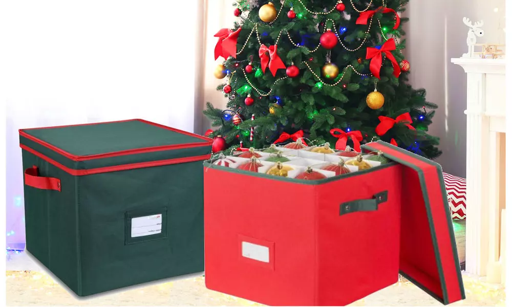 Christmas Ornament Storage Box with Lid - Primary Image