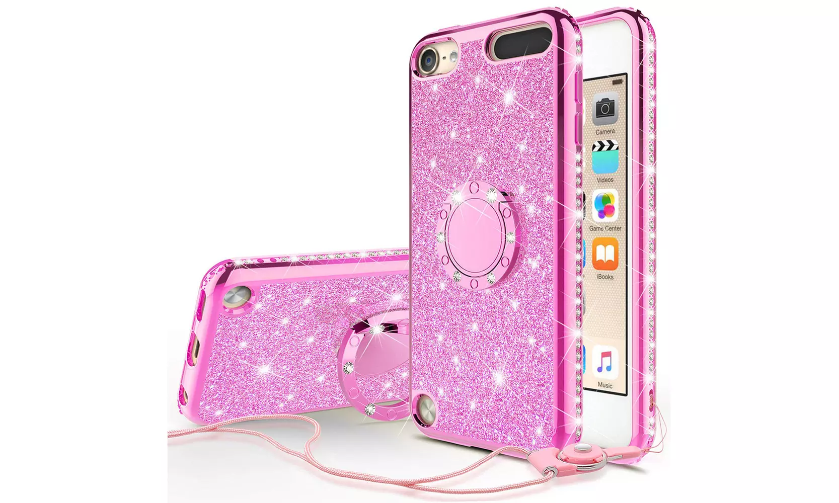 For iPod Touch 7th 6th 5th Gen Case- Wydan Bling Ring Glitter Kickstand Cover - Primary Image